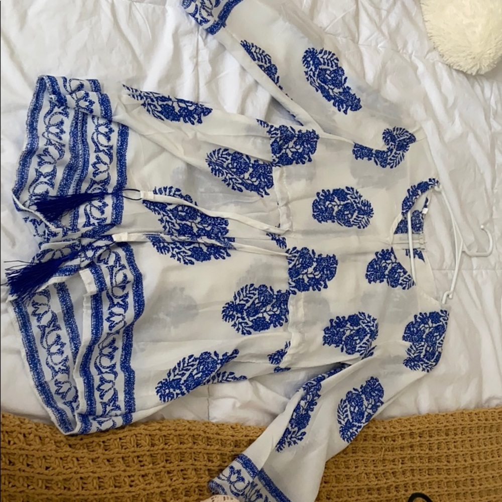 White and blue romper